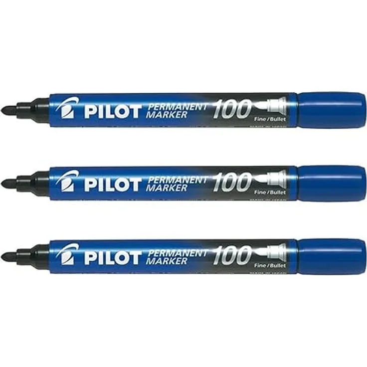 Pilot Permanentmarker SCA 100 Spitze Ogive fein/mittel, Blau, 3 Stück