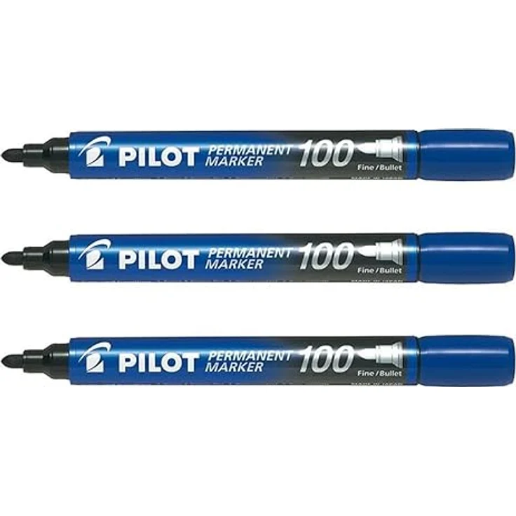 Pilot Permanentmarker SCA 100 Spitze Ogive fein/mittel, Blau, 3 Stück – Bild 1
