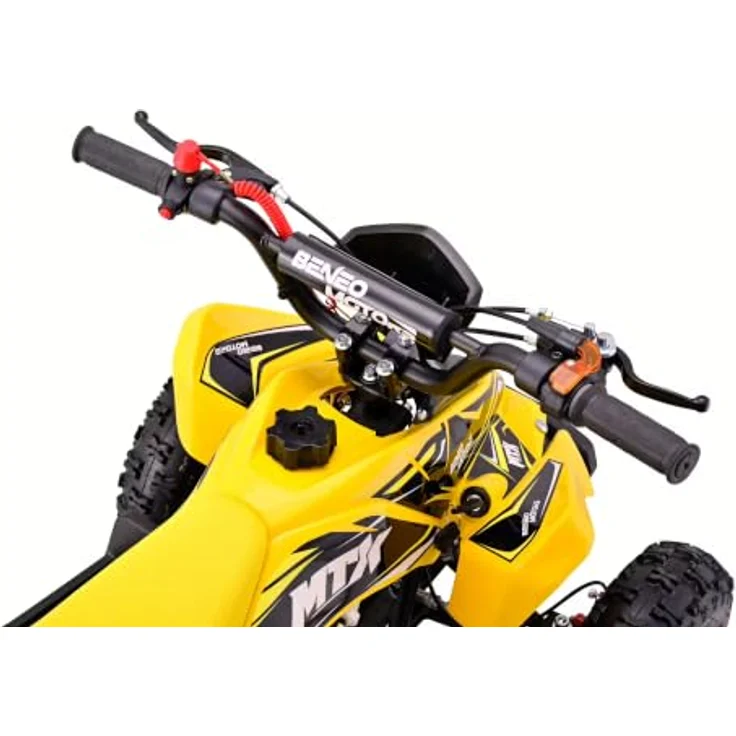 Beneo Motors MTX 49 cc, Benzin-Quad für Kinder, Gelb, mit Zweitaktmotor, Automatikgetriebe, Scheibenbremsen, Elektro- und Seilzugstart, Geschwindigkeitsbegrenzung – Bild 5