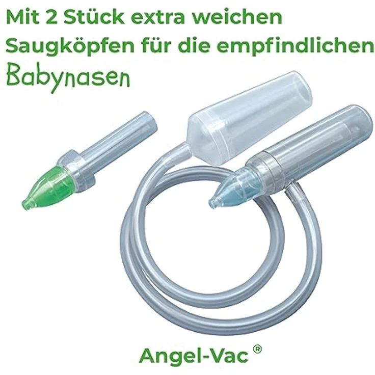 Nasensauger Baby, Angel-Vac, Mit 2 Stück EXTRA WEICHEN Saugköpfen Standard Staubsauger, Geschwister-Paket, Das Original seit 30 Jahren – Bild 2
