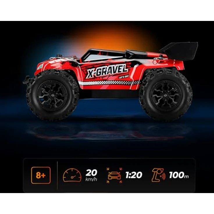 Overmax X-Gravel RC Auto 1:20, ferngesteuertes Offroad-Auto mit 2 Karosserien, 2WD bis 20 km/h, 2,4 GHz Steuerung, geeignet für Indoor & Outdoor, ab 8 Jahren – Bild 5