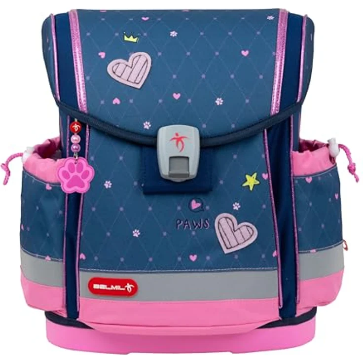 Belmil Classy Plus Schulranzen Set 5-teilig mit Brustgurt, ergonomisch, wasserabweisend, Hearts, für 1. - 3. Klasse, 19 L – Bild 4