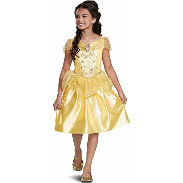 Disney Official Classic princess Bell Dressupfor Girls, Belle Costume kids, Beauty and the Beast costume, belle Fancy Dress Outfit, costumes for Girls M – Bild 1