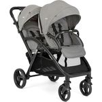Joie Evalite Duo Zwillingswagen mit Regenverdeck, ultraleicht, ab Geburt bis 30 kg, SureLock™-Mechanismus, UV-Schutz 50+, 4-Rad-Einzelfederung, Coal, Gray Flannel