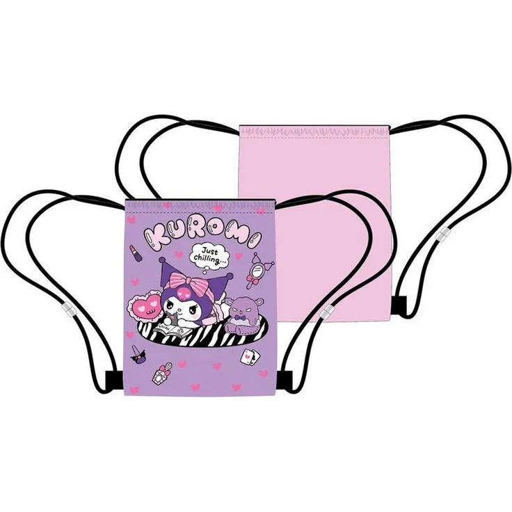 Hello Kitty Kuromi Sporttasche, 40 cm Turnbeutel für Kinder mit Reißverschluss, robustes Polyester, Sanrio Lizenzprodukt
