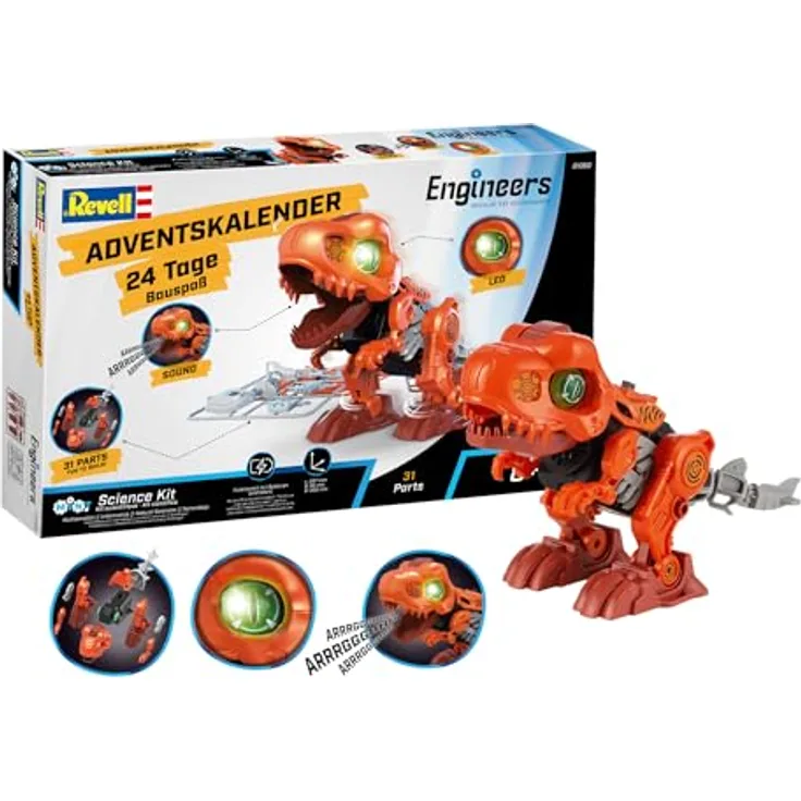 Revell Control Adventskalender Engineers „Electric T.Rex“, Premium-Qualität mit benutzerfreundlichem Handling und vielseitiger Verwendbarkeit