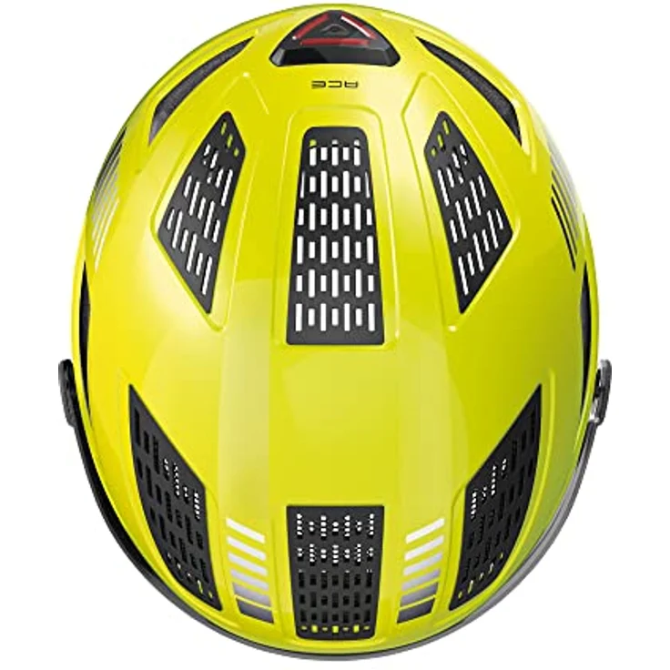 ABUS Stadthelm Hyban 2.0 ACE - Fahrradhelm mit Visier, Licht und ABS-Hartschale - für Damen und Herren - Gelb, Größe L – Bild 4