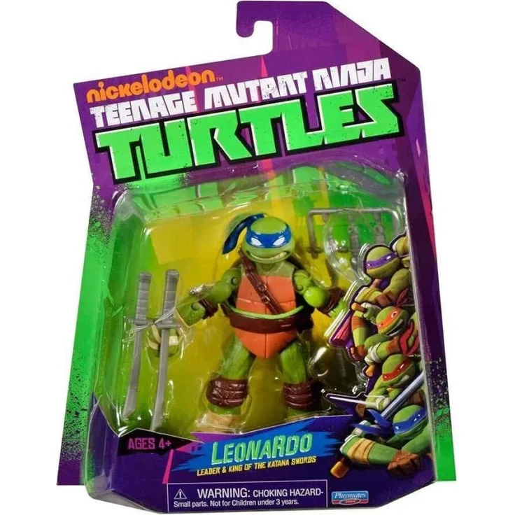 Playmates Toys Teenage Mutant Ninja Turtles World of TMNT Actionfigur Leonardo, 11,5 cm, detailgetreu und voll beweglich mit Zwillings-Katanas