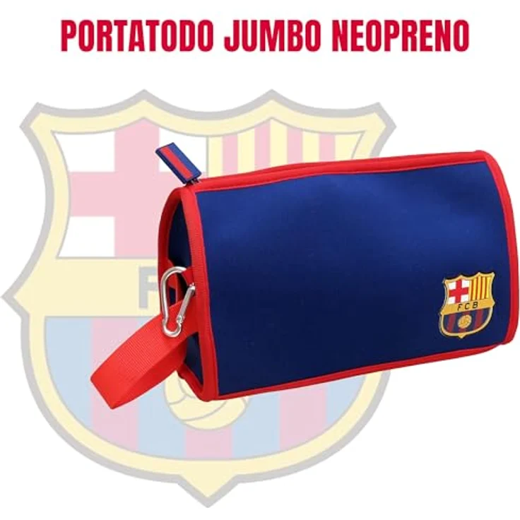 CYPBRANDS FC Barcelona Jumbo Federmäppchen mit dreifacher Hülle und Reißverschluss, bunt – Bild 2