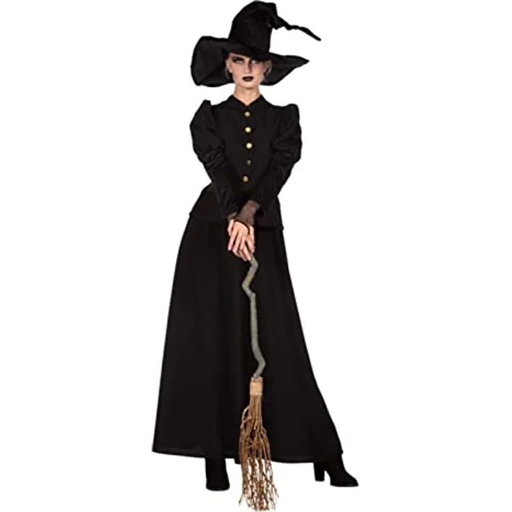 WILBERS & WILBERS 4494 Hexenkleid für Damen, schwarz, Erwachsenenkostüm mit Puffärmeln, Größe 52, waschbar bei 30°C – Bild 1