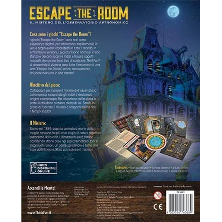 ThinkFun Escape The Room - Das Geheimnis des Astronomischen Observatoriums, Brettspiel für 3-8 Spieler, italienische Ausgabe, ab 13 Jahren, Spieldauer 90 Minuten – Bild 5