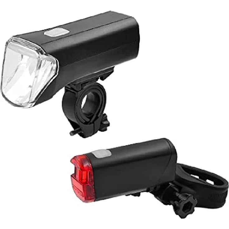 Fischer Fahrrad Beleuchtungs-Set 70/30/15 Lux, Batterie-Leuchtenset, Front- und Rückleuchte, 3 Leuchtfunktionen, Spritzwasserschutz nach IP44, StVZO-zugelassen – Bild 1