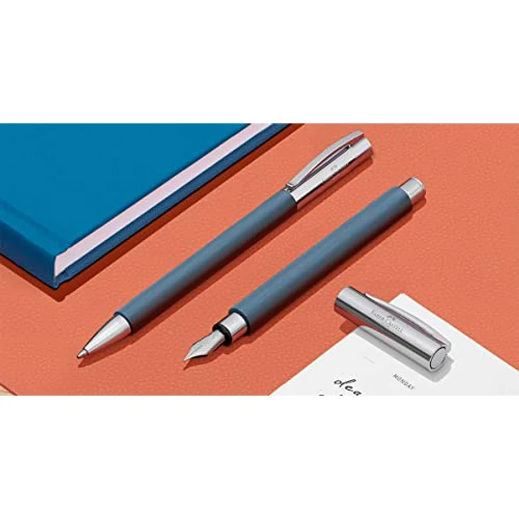 Faber-Castell Ambition, Drehmechanismus Schreibstift aus Edelharz und Edelstahl in Blau mit hochglanzverchromten Endstücken, Strichstärke B – Bild 4