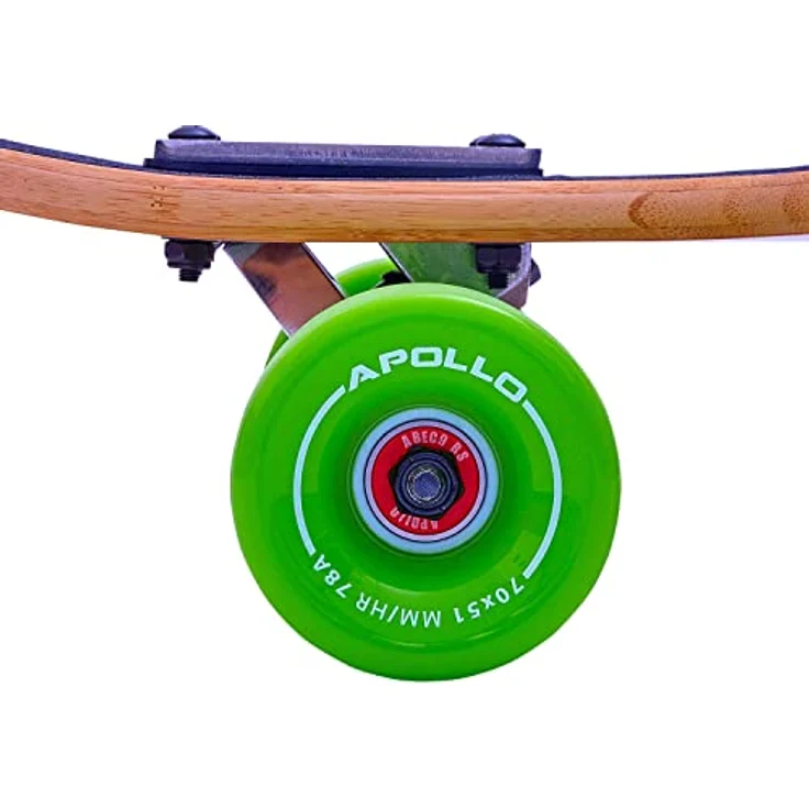 Apollo Longboard, Komplettboard mit Deck aus Bambus & Fiberglas, High-End Board mit ABEC 9 Kugellager, Flex 2 Longboards für Jugendliche und Erwachsene, Profi-Cruiser – Bild 3