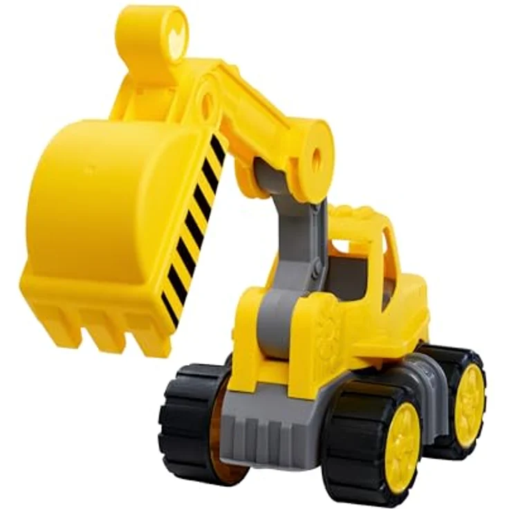 BIG Power Worker – Classic Bagger (21cm) mit beweglichem Baggerarm und Softreifen, Spielzeugauto für Kinder ab 2 Jahren, Gelb – Bild 1