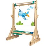 Hape Tafel Outdoor Staffelei, doppelseitige Maltafel aus witterungsbeständigem Holz mit transparentem Zeichenfeld und förderndem Spiel für Kreativität und soziale Interaktion