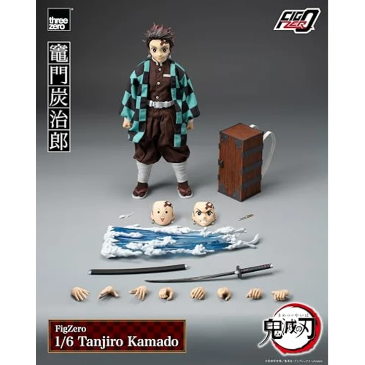 ThreeZero Demon Slayer: Kimetsu no Yaiba FigZero Actionfigur 1/6 Tanjiro Kamado, detailreiche Nachbildung aus PVC, ABS und Metall, 27 cmhöhe, inklusive Zubehör – Bild 7
