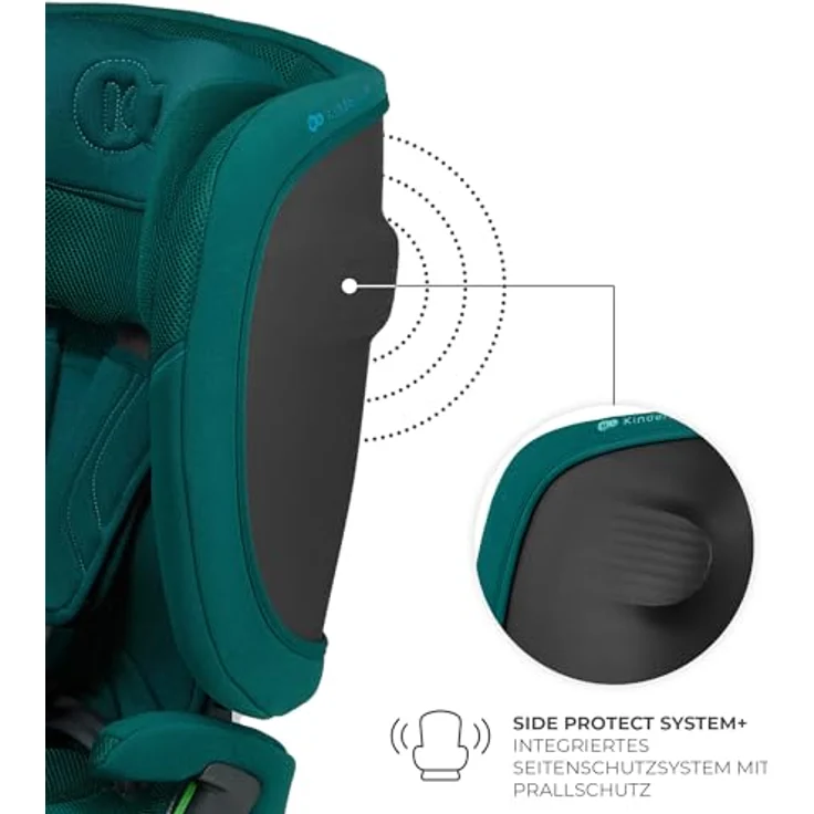 Kinderkraft Fix2Go, Autokindersitz für Kinder 9-36 kg mit Schlaffunktion, Neigungsverstellung und SAFERIDE Sensor, grün – Bild 8