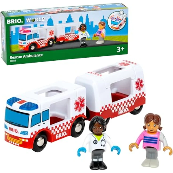 BRIO® Rettungswagen Spielzeugauto mit Licht- & Soundeffekt, inklusive Demobatterien – Bild 1