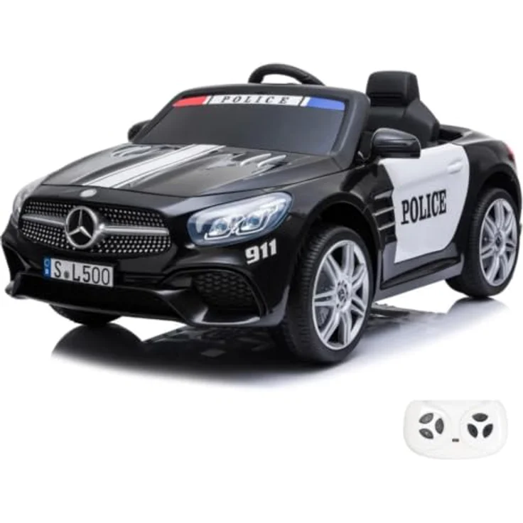 Mercedes Elektro-Polizeiauto 12V SL500 AMG, 1-6 Jahre, Fernbedienung, Schwarz – Bild 1