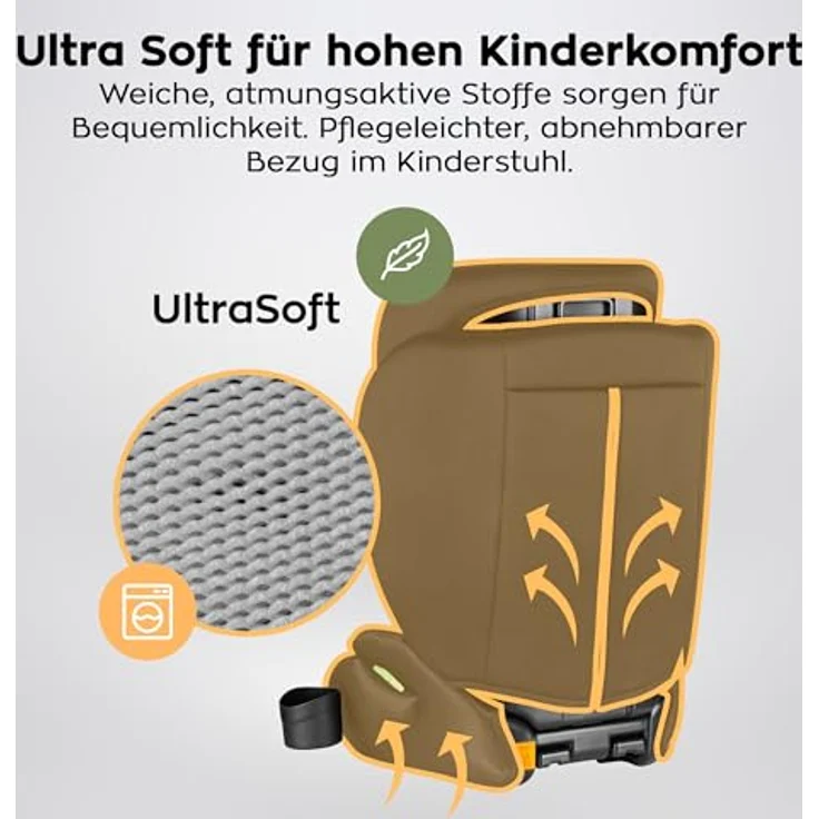 Tulano Joy 20, Kindersitz schwarz-grau, i-Size Zulassung, 13-fache Höhenverstellung, umwandelbar, mit Getränkehalter und Sonnenblenden – Bild 4