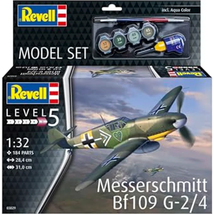 Revell Model Set Messerschmitt Bf109 G-2/4, detailreicher Modellbausatz mit neuen DB 605-Motor und umfassendem Zubehörset – Bild 2