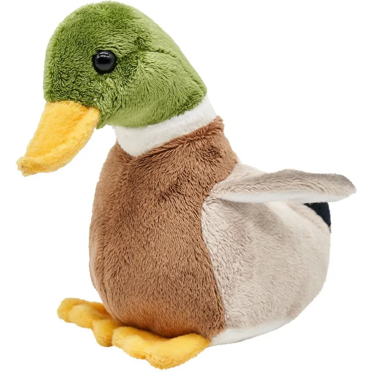 Uni-Toys Kuscheltier Ente - Lebensecht und kuschelweich - 16 cm (Länge) - Plüsch-Vogel - zu 100 % recyceltes Füllmaterial