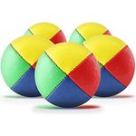 Diabolo Freizeitsport Jonglierbälle 5er Set, 62mm wasserabweisend, gefüllt mit nachhaltiger Vogelhirse, Kunstleder, für Kinder & Anfänger