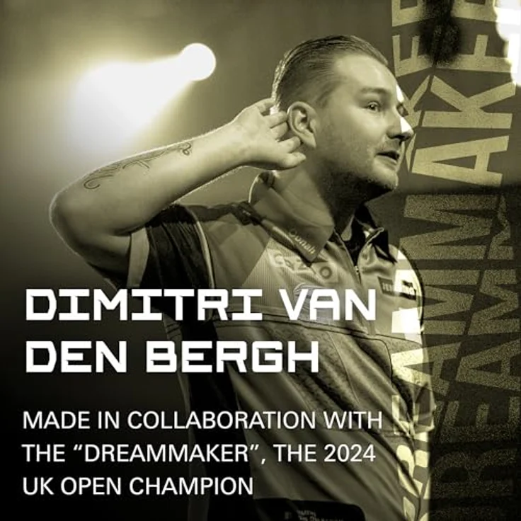 Target Darts Dimitri Van den Bergh K-Flex Flights und Shaft System, All-in-One Packung mit 3 Flights, Medium (33mm), Gelb-Gold, Player Edition Darts Zubehör – Bild 5