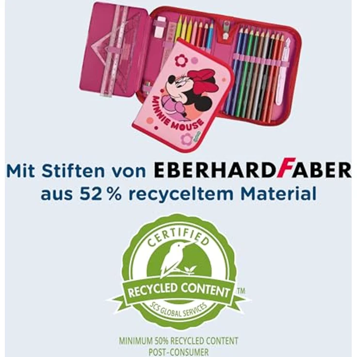 Scooli Gefülltes Schüleretui Minnie Mouse, 14 Buntstifte, 2 Bleistifte, umfangreiches Zubehör, ergonomisch und robust, ideal für Schule und Freizeit, ab 6 Jahren – Bild 4