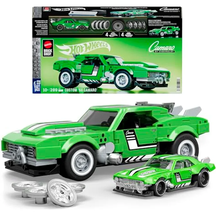Mattel Brick Shop Hot Wheels Speed Serie Custom ’68 Camaro Bauset, 289 Teile mit realistischen Details und individuellen Aufklebern, für Sammler und Kinder ab 10 Jahren, JFT16