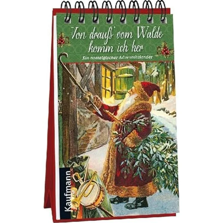 Kaufmann Nostalgischer Adventskalender "Von drauß´ vom Walde komm ich her", mit Flügeltüren und stimmungsvollen Texten, dekorativ für die gesamte Adventszeit – Bild 1