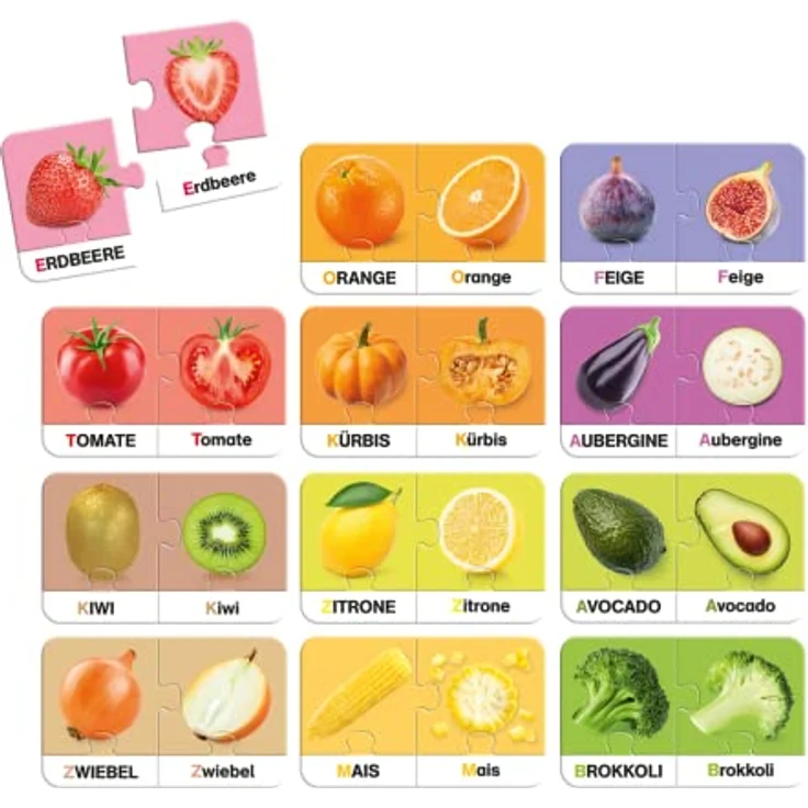 Jumbo - Ich lerne Obst & Gemüse – Lernspiel für Kinder ab 3 Jahren, 12 Puzzles aus recycelten Materialien – Bild 4