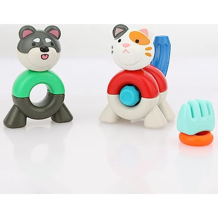 Stick-O Peekaboo Katzen- und Hunde-Set, Magnetbaukasten mit 10 Teilen, mehrfarbig, ab 18 Monaten – Bild 3