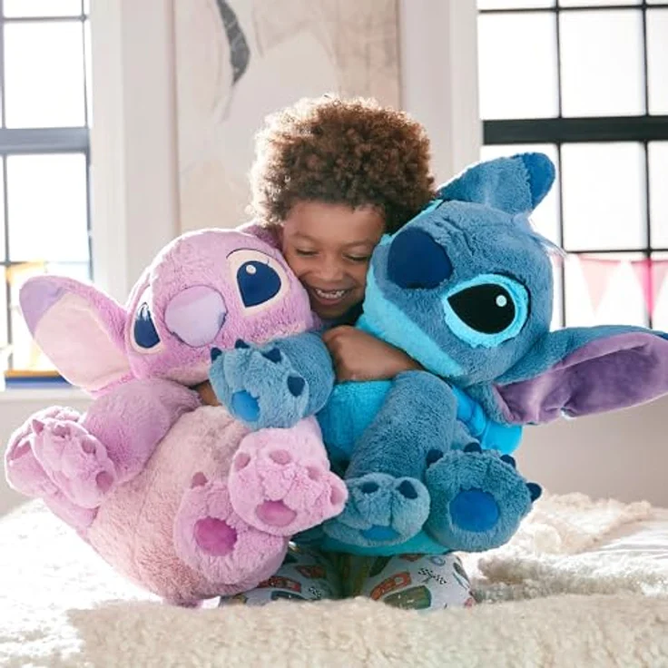 Disney Store Official Lilo & Stitch Angel Kuscheltier, 55 cm Plüsch-Charakter, pinkes Alien mit gestickten Details und weicher Oberfläche – Bild 3