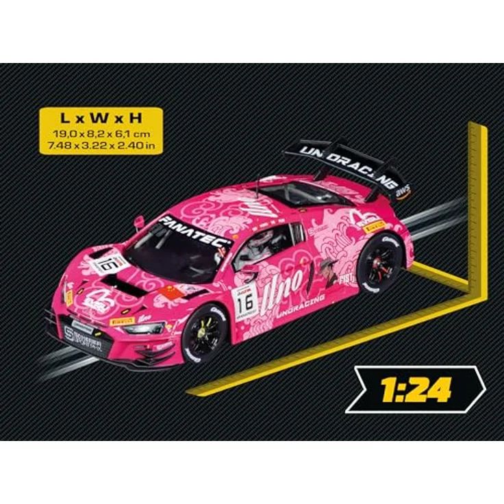 Carrera Audi R8 LMS GT3 evo II 'UNO Racing Team, No.16', 1:24 Slotcar mit digitaler Steuerung, authentischer Beleuchtung und präzisem Fahrverhalten – Bild 3