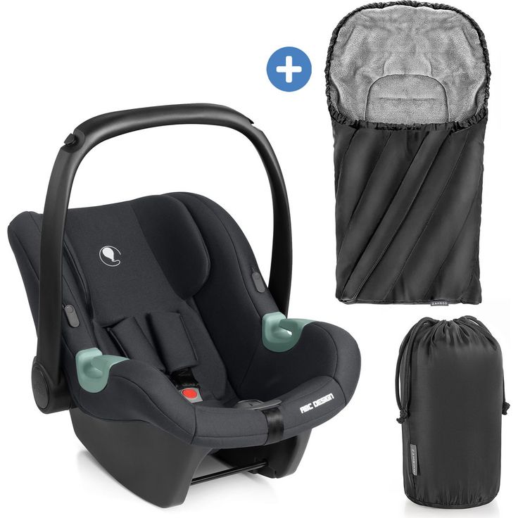 ABC Design Tulip i-Size Babyschale, Rückwärtsgerichtet, inkl. Sonnenverdeck, Sitzverkleinerer & Fußsack, Black, für Neugeborene bis 15 Monate (45 cm - 85 cm)