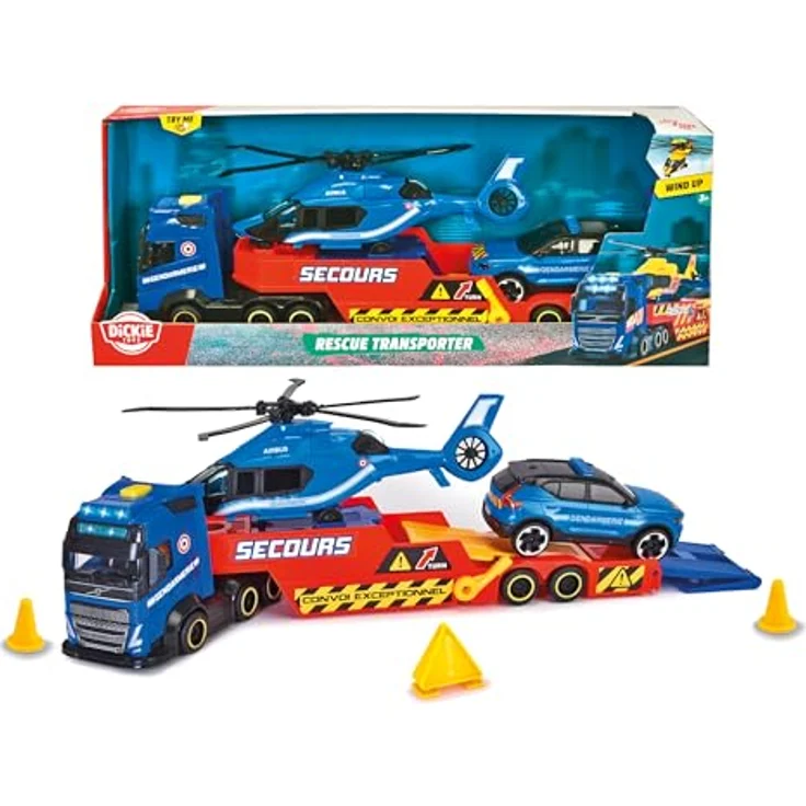 Smoby Dickie Toys Rescue Transporter, Spielzeug-Lkw aus Kunststoff für Kinder ab 3 Jahren – Bild 2