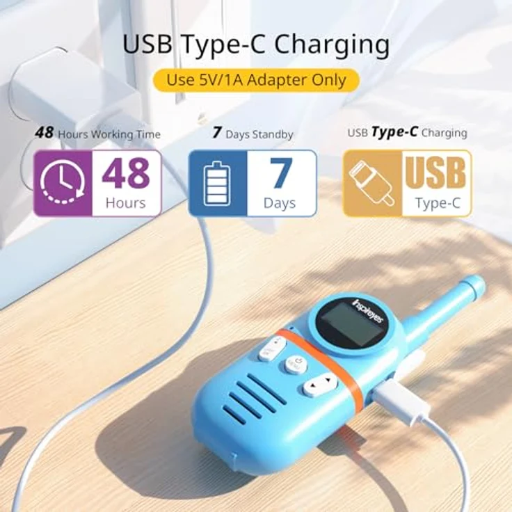 Inspireyes Walkie Talkie Kinder, Aufladbar 48h, 8 Kanäle, 2-Wege-Radio, leicht und ergonomisch, für Outdooraktivitäten, Spielzeug für 3-12 Jahre – Bild 3