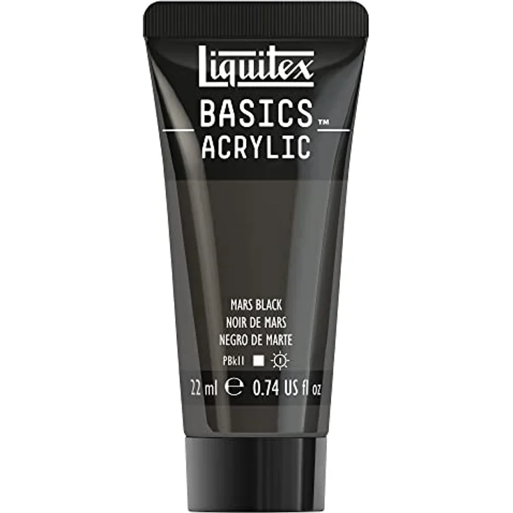 Liquitex Basics Acrylfarbe - Marsschwarz, 22 ml Tube, lichtecht, mittlere Viskosität, seidenglänzend, monopigmentiert, Archivqualität – Bild 1