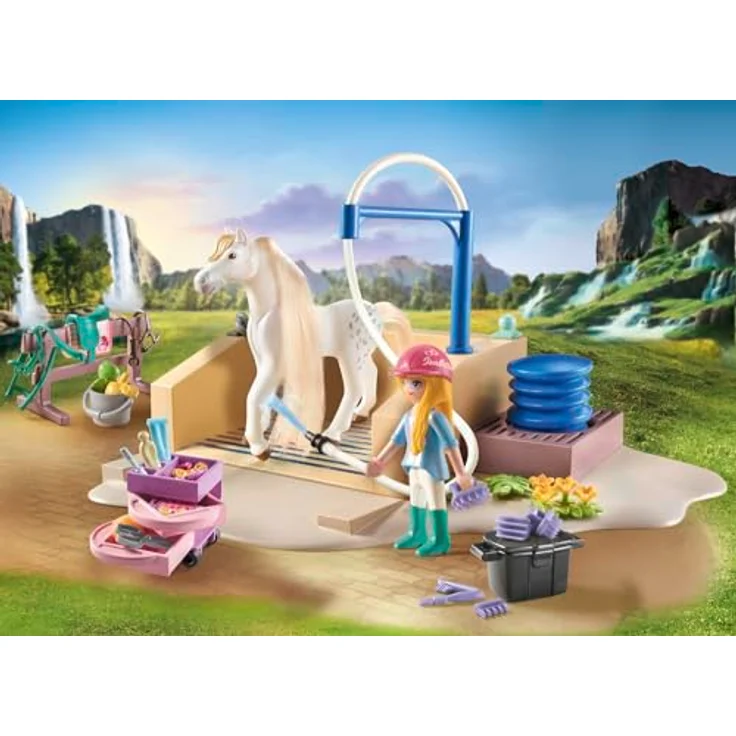 Playmobil® Konstruktions-Spielset Isabella & Lioness mit Waschplatz (71354), Horses of Waterfall, (86 St), teilweise aus recyceltem Material – Bild 4