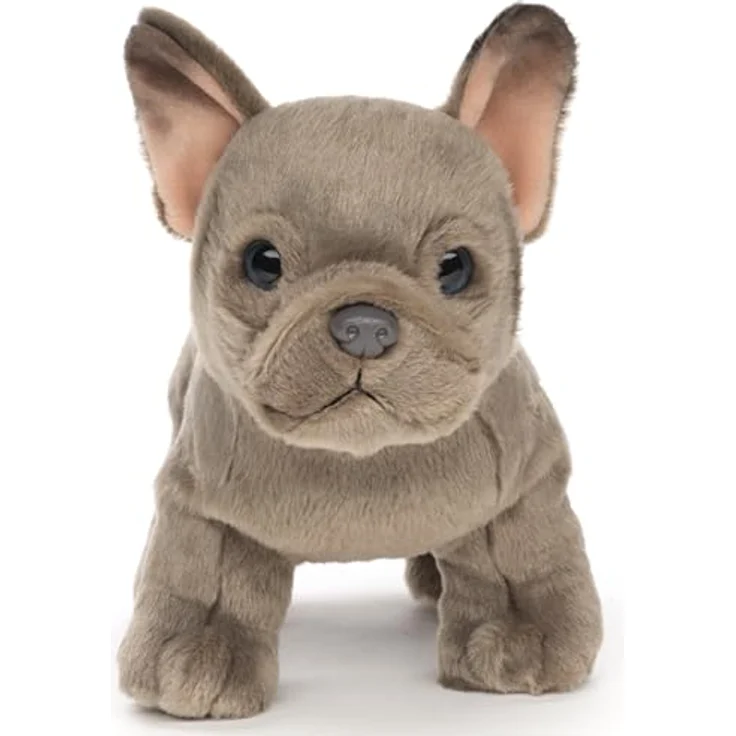 Uni-Toys Französische Bulldogge grau, Plüsch-Hund 26 cm, hochwertiges Kuscheltier ohne Leine aus 100 % recyceltem Polyester – Bild 1