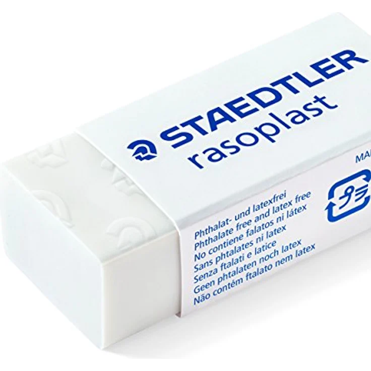 STAEDTLER 526 B3BK3D Radierer rasoplast phtalat- und latexfrei,, 19 x 13 x 43 mm, 3 Stück auf Blisterkarte, weiß – Bild 3