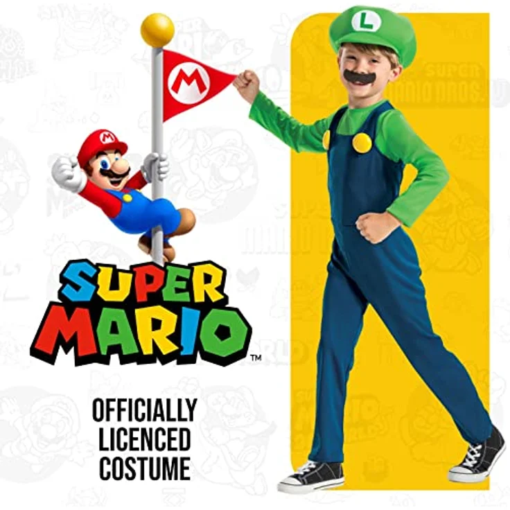 Disguise Offizielles Luigi Kostüm Kinder Super Mario Und Luigi Kostüm Kinder Faschingskostüme Kinder S – Bild 3