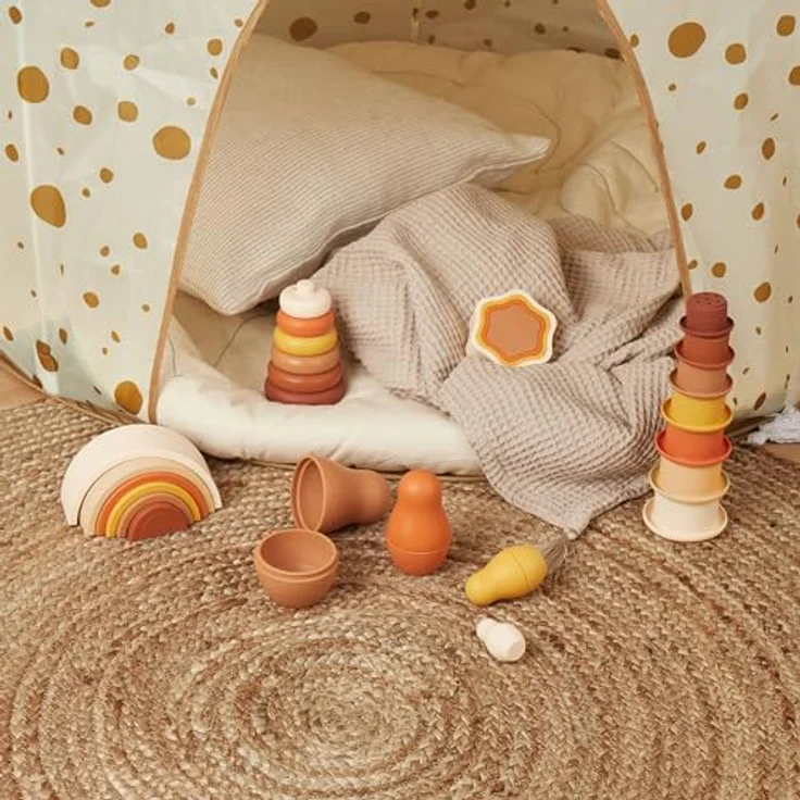 Bieco Silikon Matroschka für Kinder Chocolate Bliss | Badespielzeug Baby ab 1 Jahr | Montessori Spielzeug Baby | Babuschka Puppen badewannenspielzeug Baby Badespielzeug Silikon Spielzeug Baby – Bild 5
