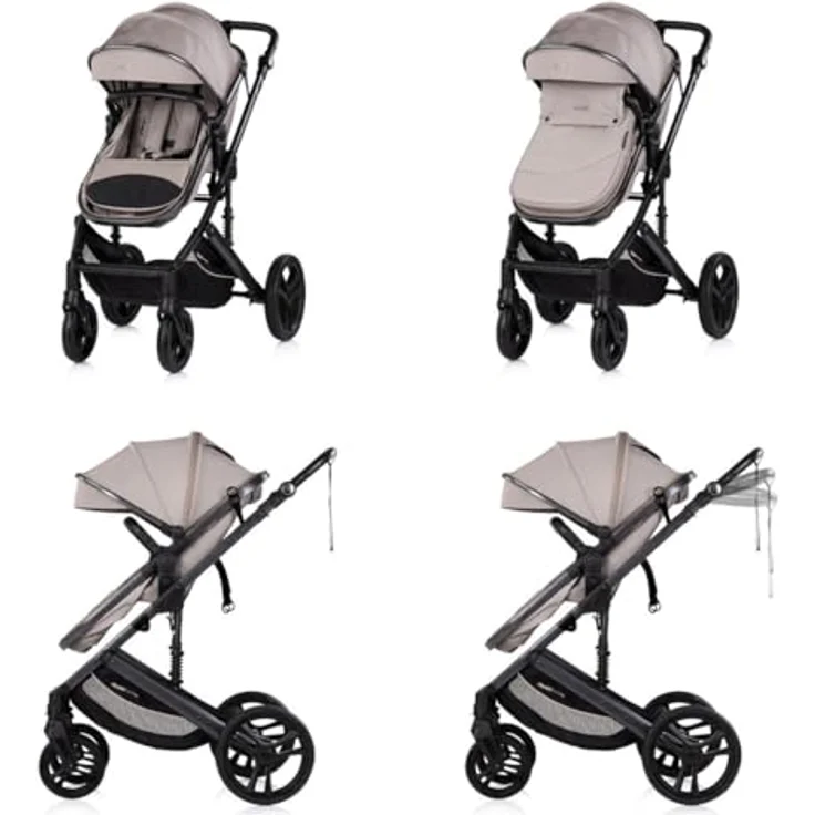 Chipolino Kinderwagen 2 in 1 Amore, mit Getränkehalter, Wickeltasche, Fußabdeckung und Korb, braun – Bild 4
