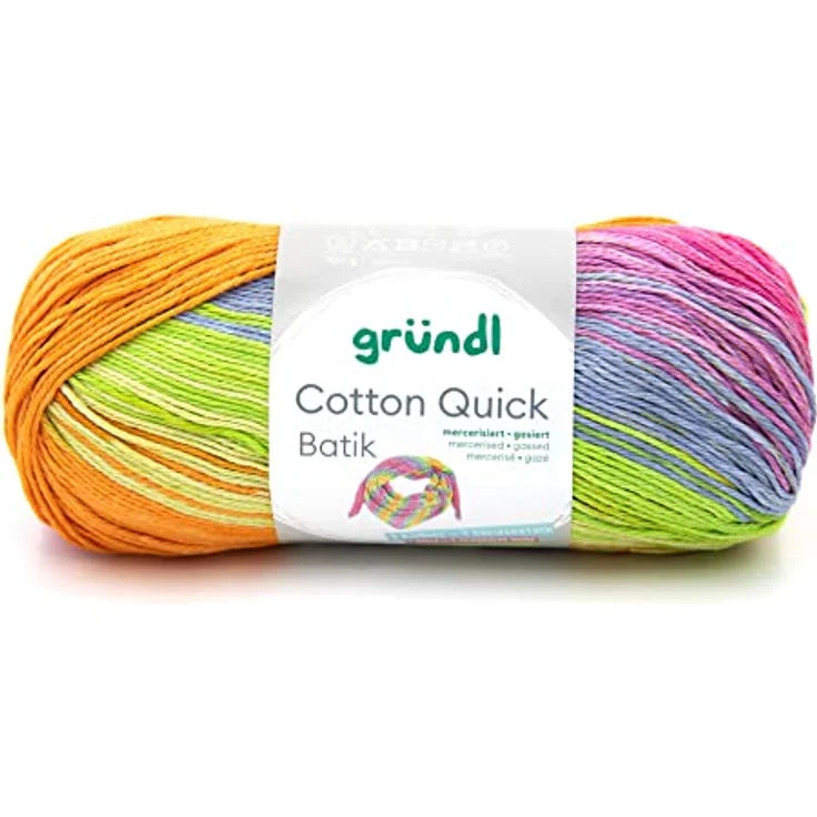 Gründl 4921-04 Cotton Quick Batik Garn, orange-grün-blau-violett, 1 x 100 g – Bild 1