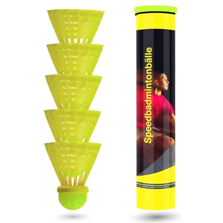 TK Gruppe Timo Klingler Sportyfits® 40x Speedbadminton Federbälle schnell gelb Badmintonbälle für Training & Wettkampf Badminton - Feder Ball/Bälle Federball für Outdoor & Indoor