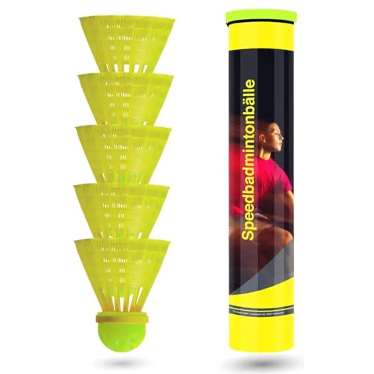 TK Gruppe Timo Klingler Sportyfits® 40x Speedbadminton Federbälle schnell gelb Badmintonbälle für Training & Wettkampf Badminton - Feder Ball/Bälle Federball für Outdoor & Indoor – Bild 1