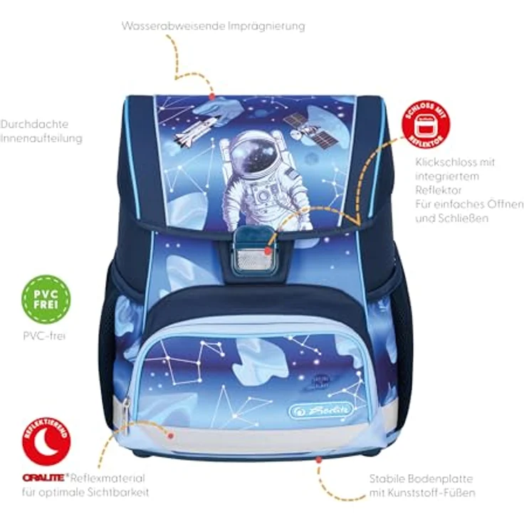 Herlitz Schulranzen Set Loop Plus Cosmic Explorer, 10-teiliges Set für Jungen, blau, ergonomisch und wasserabweisend, geeignet für Grundschule Klasse 1-4 – Bild 8